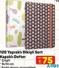GIPTA 120 YAPRAKLI DİKİŞLİ SERT KAPAKLI DEFTER ÇİZGİLİ 9X14 CM